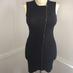 Black Mini Zipper Dress